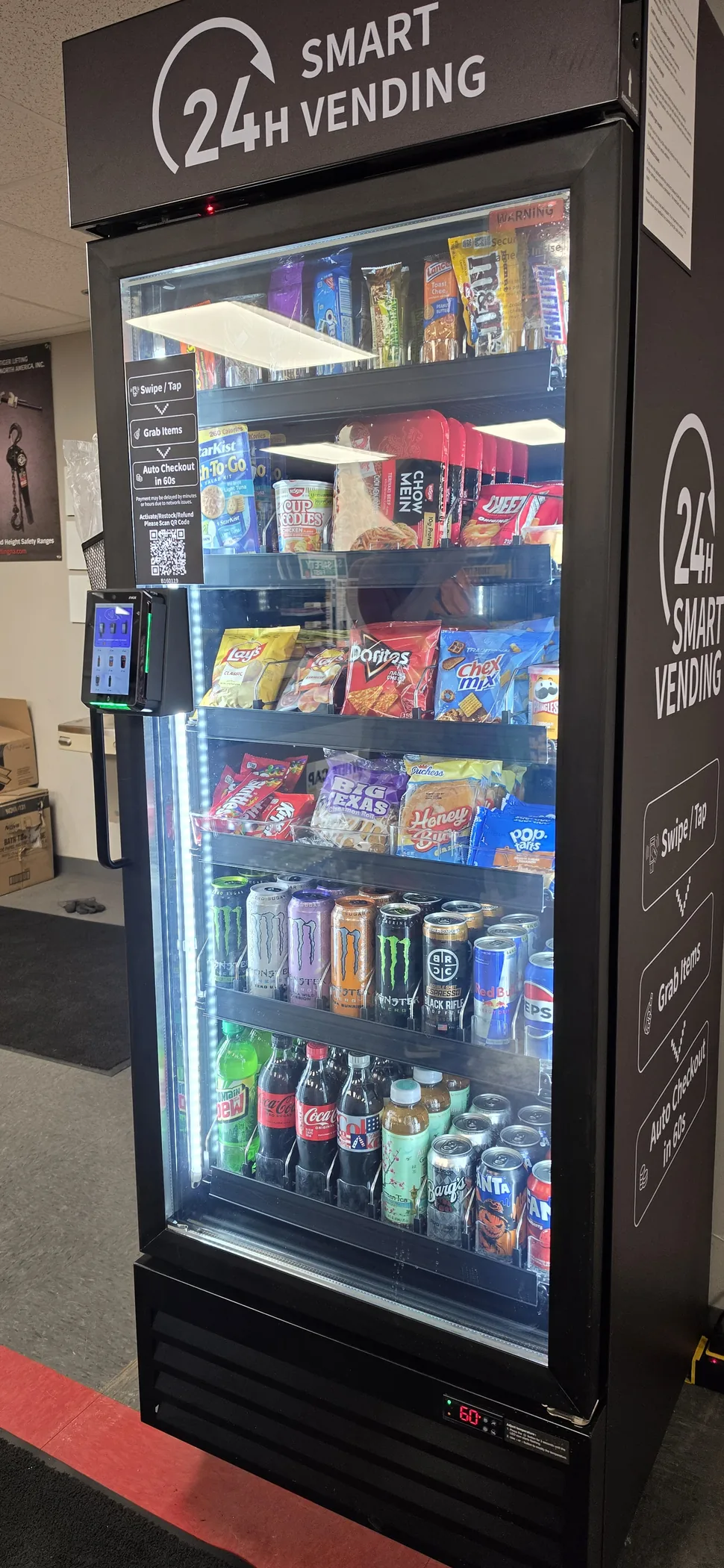 Columbus Snack Co. smart cooler stocked with snacks, drinks, and grab-and-go foods
